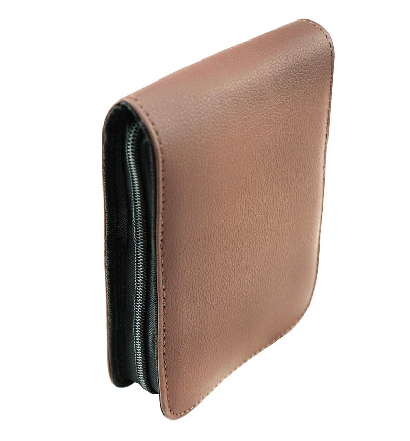 erofa 12 Fountain Pen Case PU Leather, Rollerball Pen Display Holder Bag, Pouch Large Capacity for Your Collection - Brown - Image 2